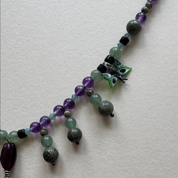 Purple and Green Beaded Necklace - Picture 4 of 4